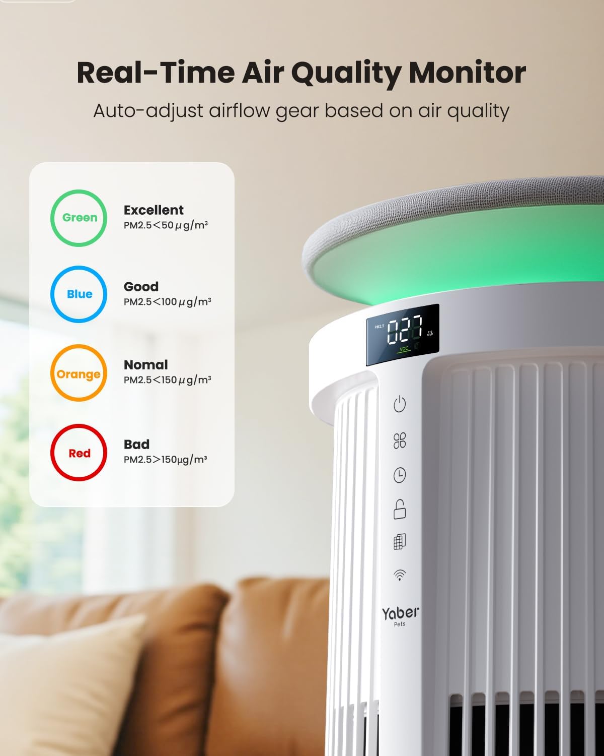 Yaber HEPA Air Purifier for Home Pets