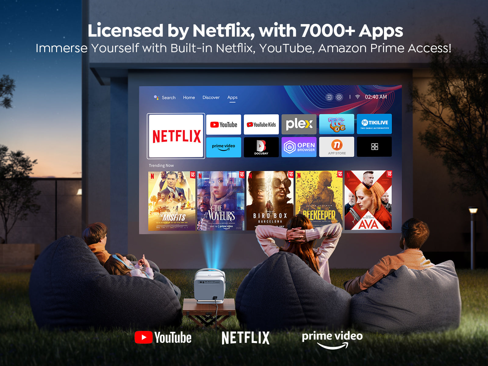yaber v12 cinema theatre projector is licenced by netflix