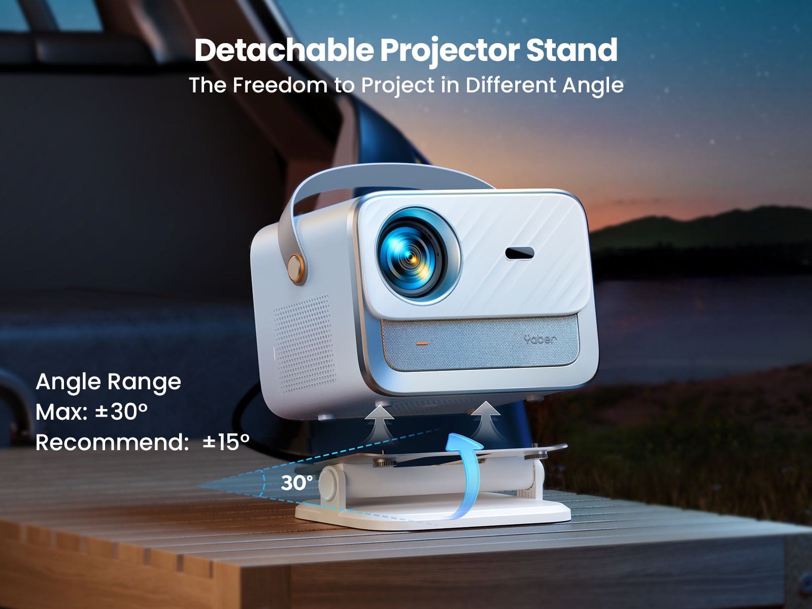 yaber v12 portable detachable projector The angle can be adjusted to make watching movies more convenient